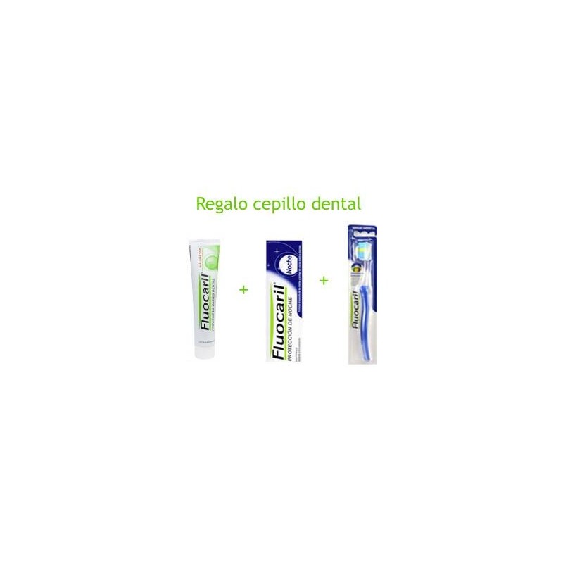 Fluocaril pasta de dientes Pack día 125 ml y noche 125 ml + Regalo cepillo