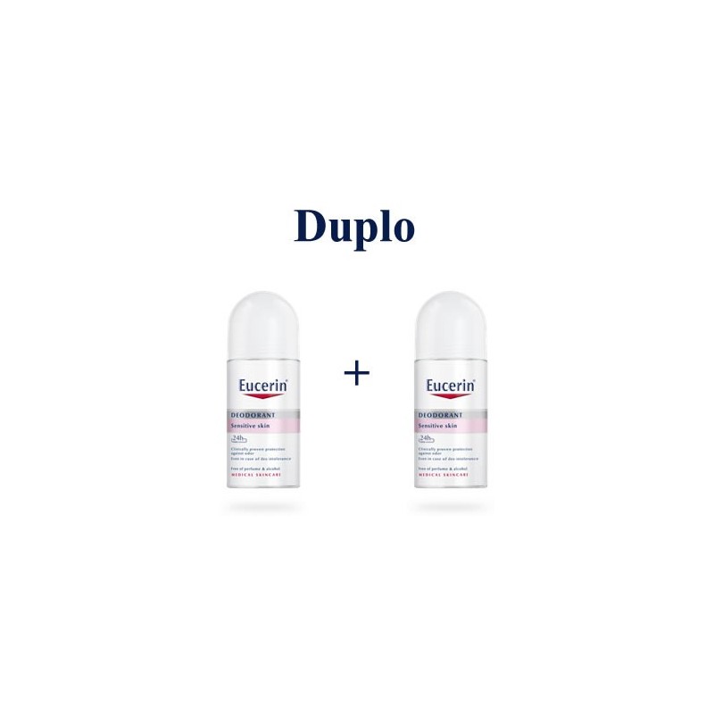 Eucerin desodorante piel sensible roll-on 24 horas duplo 2x50 ml