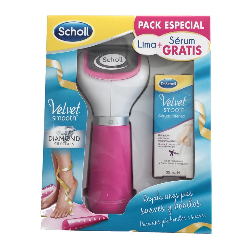 Dr. Scholl Velvet Diamond crystals lima electrónica pies rosa + sérum 30 ml gratis