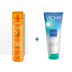 Vichy Capital Soleil bruma hidratante invisible SPF50+ en spray 200 ml + after sun 100 ml+agua termal 50ml